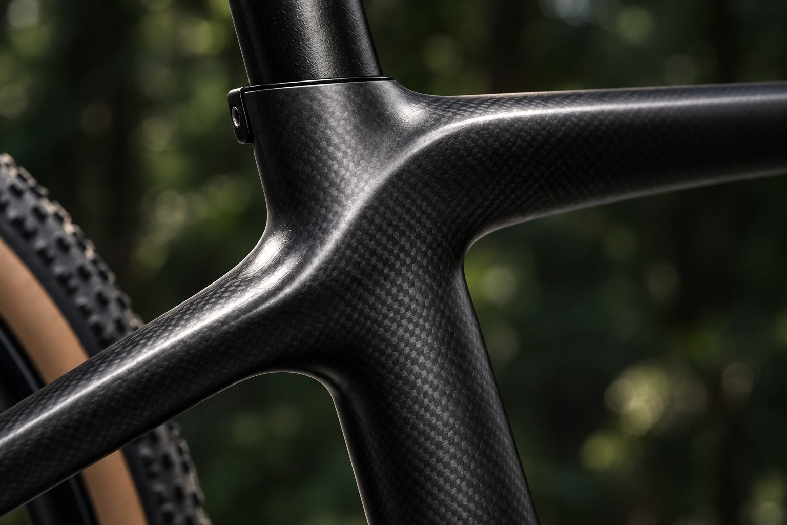 AI concept of a carbon frame junction, not a production photograph